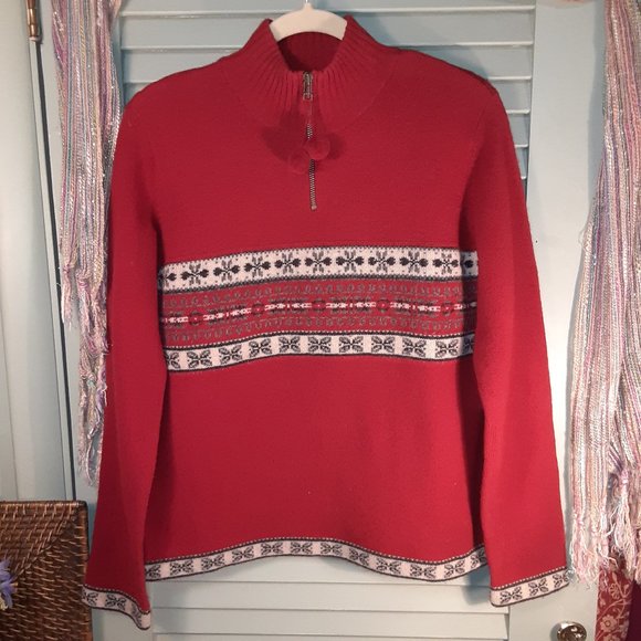 Eddie Bauer Sweaters - Eddie Bauer wool 1/4 zip Nordic sweater sz S